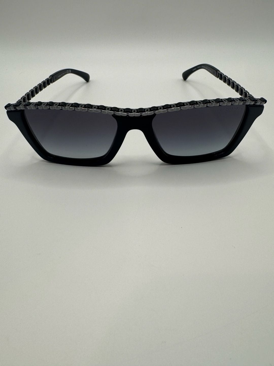 Authentic New Chanel Rectangle Sunglasses 5448-Q Size 54-17 Black Chain Frame 3