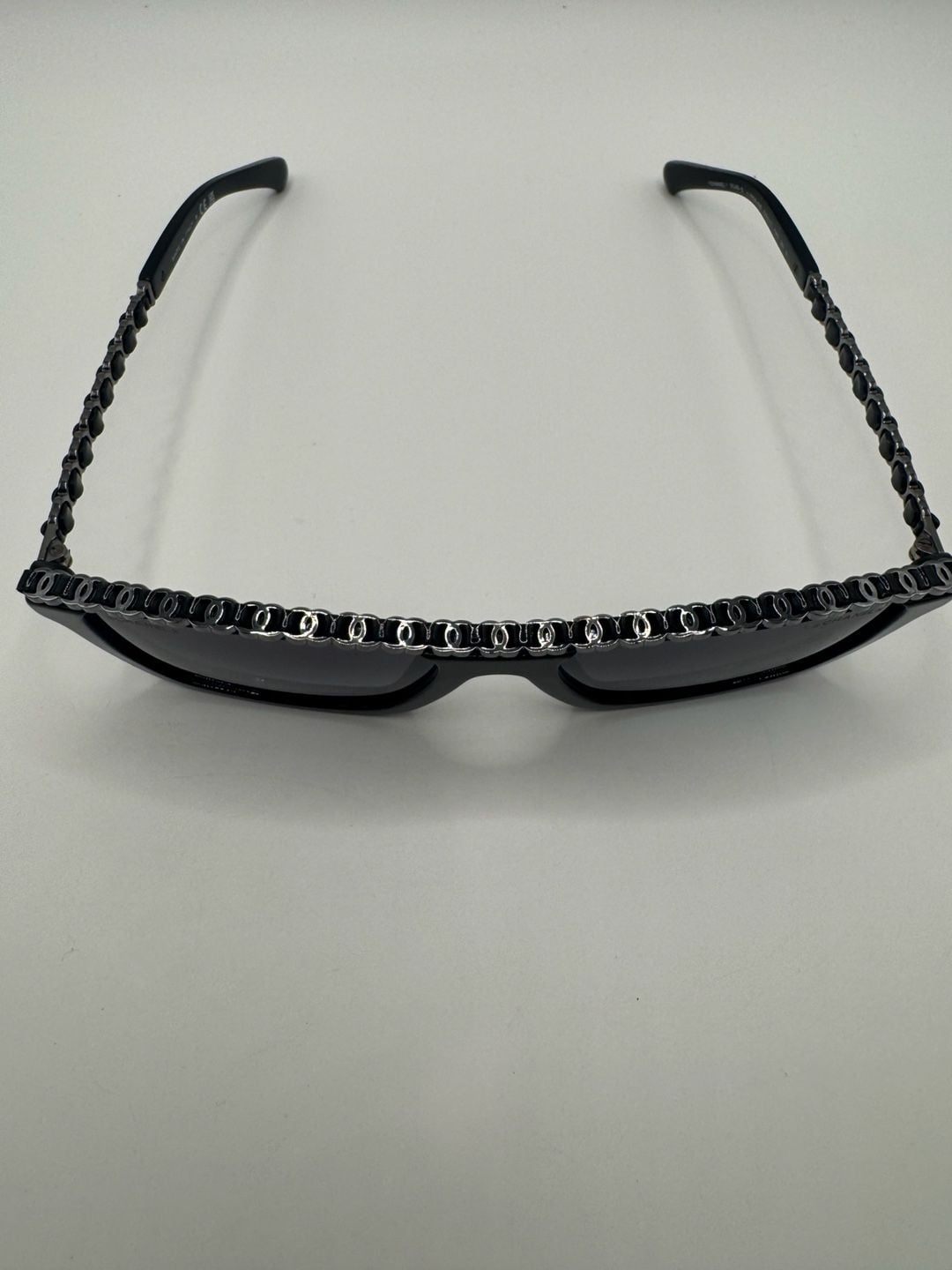 Authentic New Chanel Rectangle Sunglasses 5448-Q Size 54-17 Black Chain Frame 4