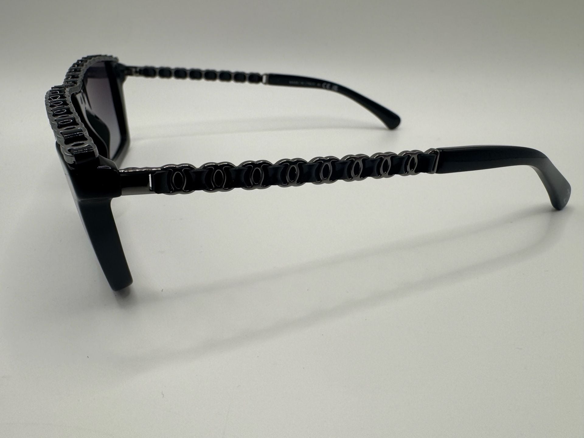Authentic New Chanel Rectangle Sunglasses 5448-Q Size 54-17 Black Chain Frame 5