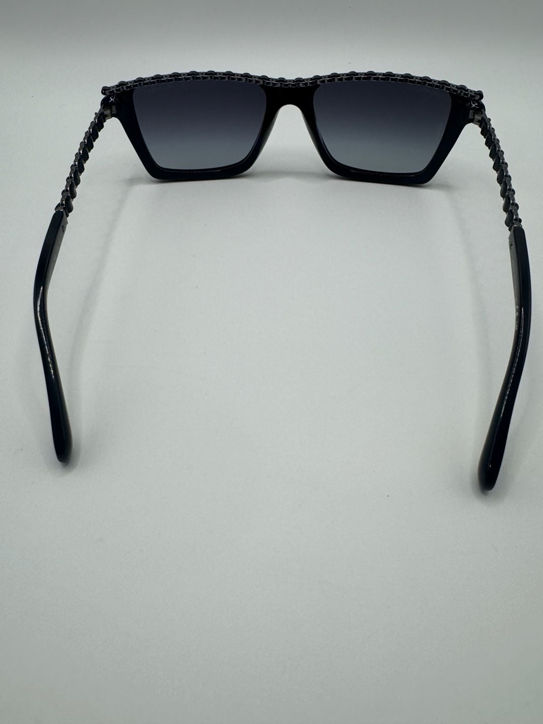 Authentic New Chanel Rectangle Sunglasses 5448-Q Size 54-17 Black Chain Frame 6
