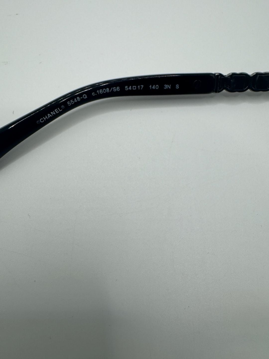 Authentic New Chanel Rectangle Sunglasses 5448-Q Size 54-17 Black Chain Frame 8