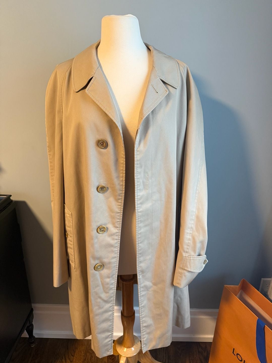 Men's Large Burberrys Hector Powe Vintage Trench Coat Plaid Lined 2