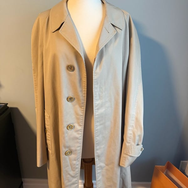 Men's Large Burberrys Hector Powe Vintage Trench Coat Plaid Lined