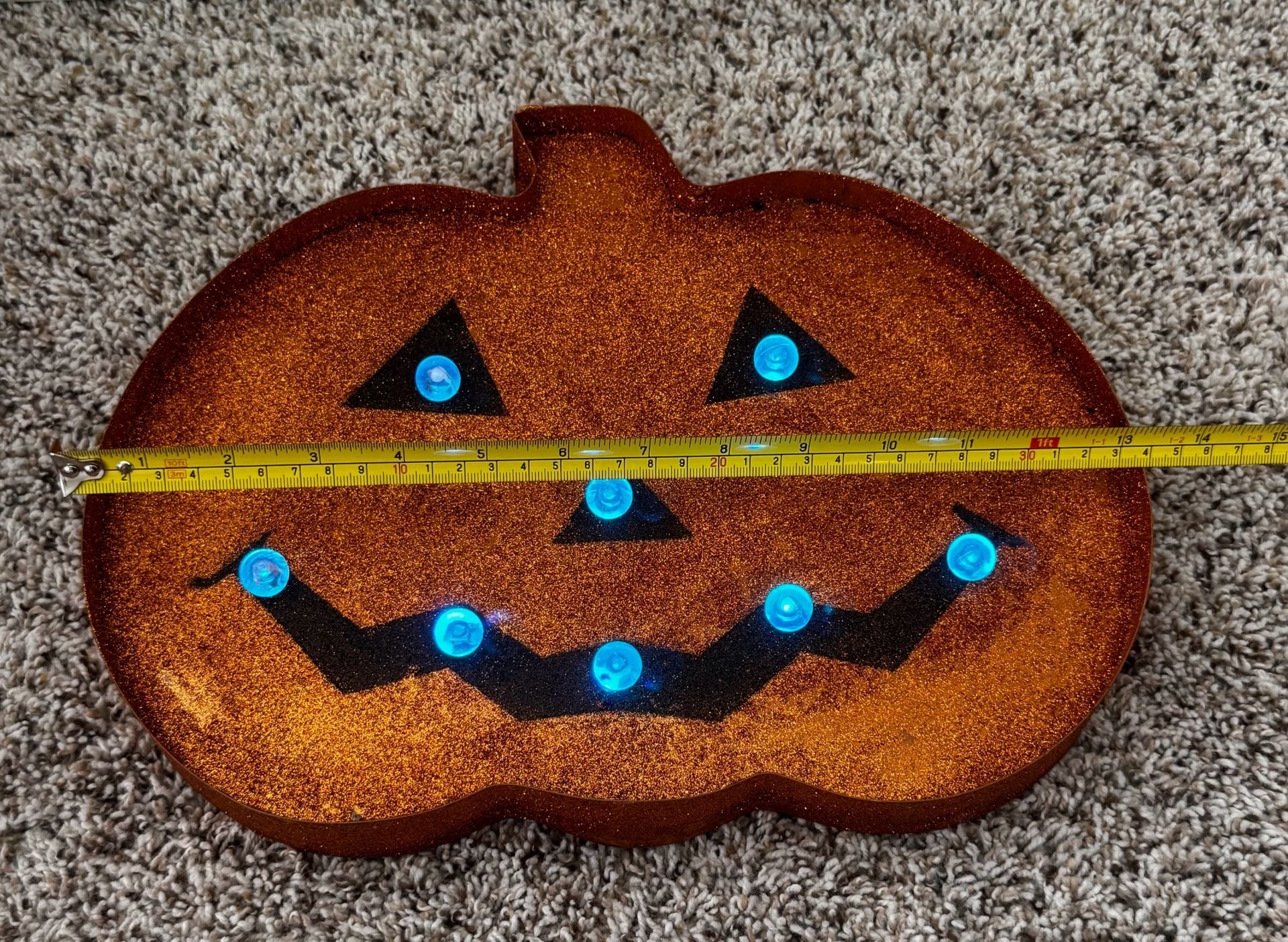 Metal-framed Orange Glitter, Color Changing LightUp Jack O’Lantern Marquee Sign 3