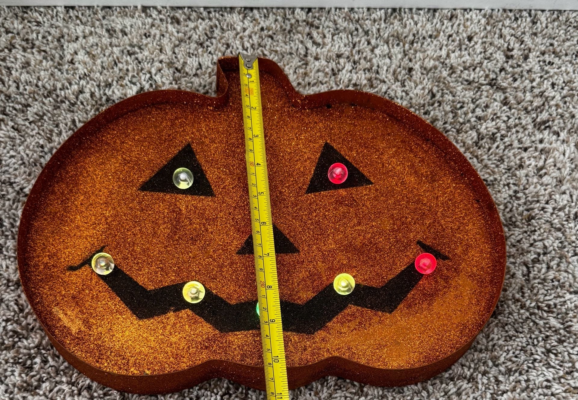 Metal-framed Orange Glitter, Color Changing LightUp Jack O’Lantern Marquee Sign 4