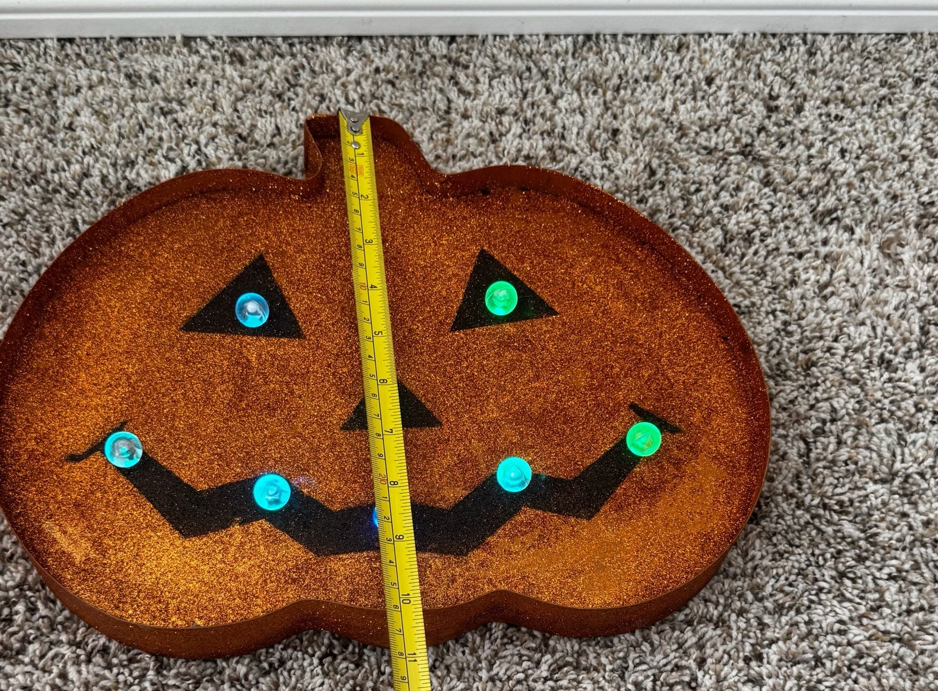 Metal-framed Orange Glitter, Color Changing LightUp Jack O’Lantern Marquee Sign 5