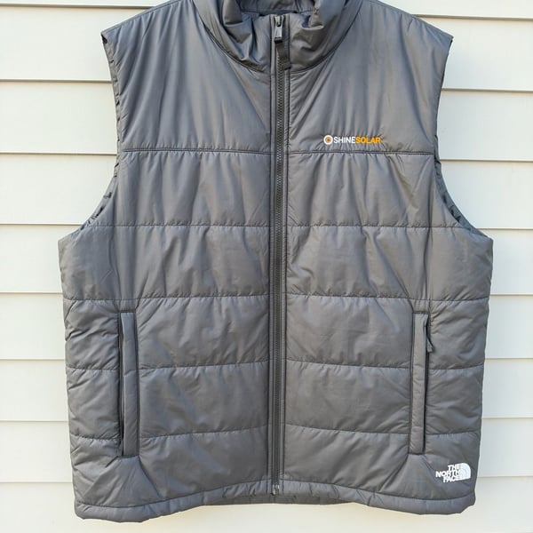 The North Face Puffer Vest Size XL Gray Shine Solar Embroidered