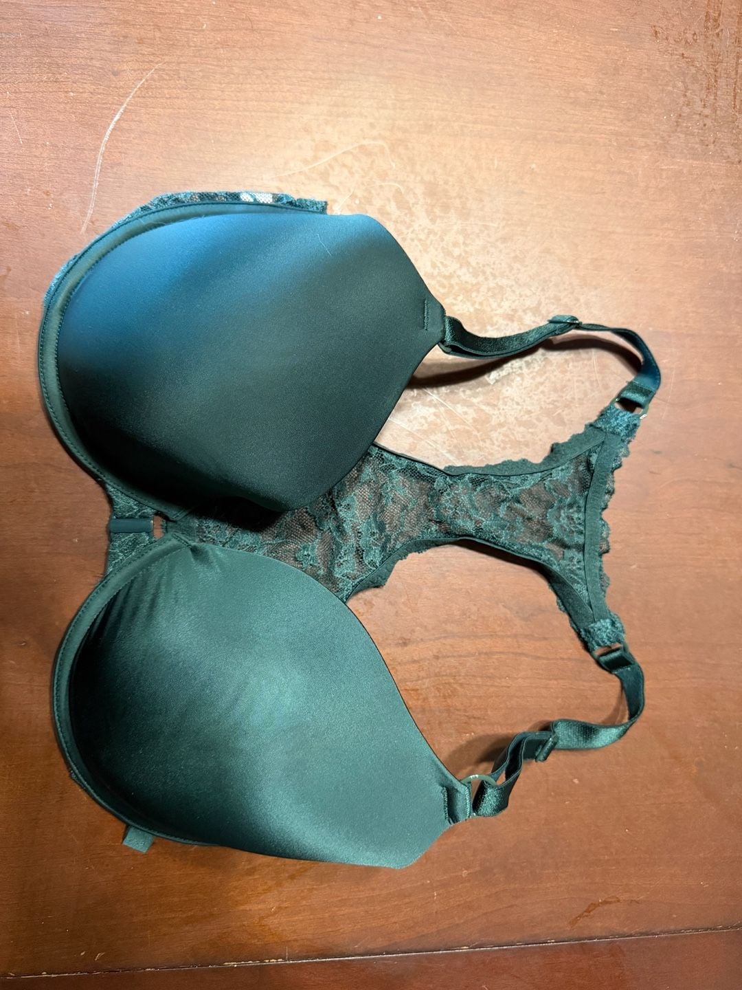 Victoria's Secret Demi Bra Size 34DDD Green Lace Back