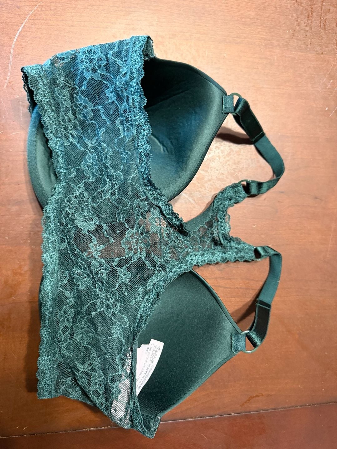 Victoria's Secret Demi Bra Size 34DDD Green Lace Back 3