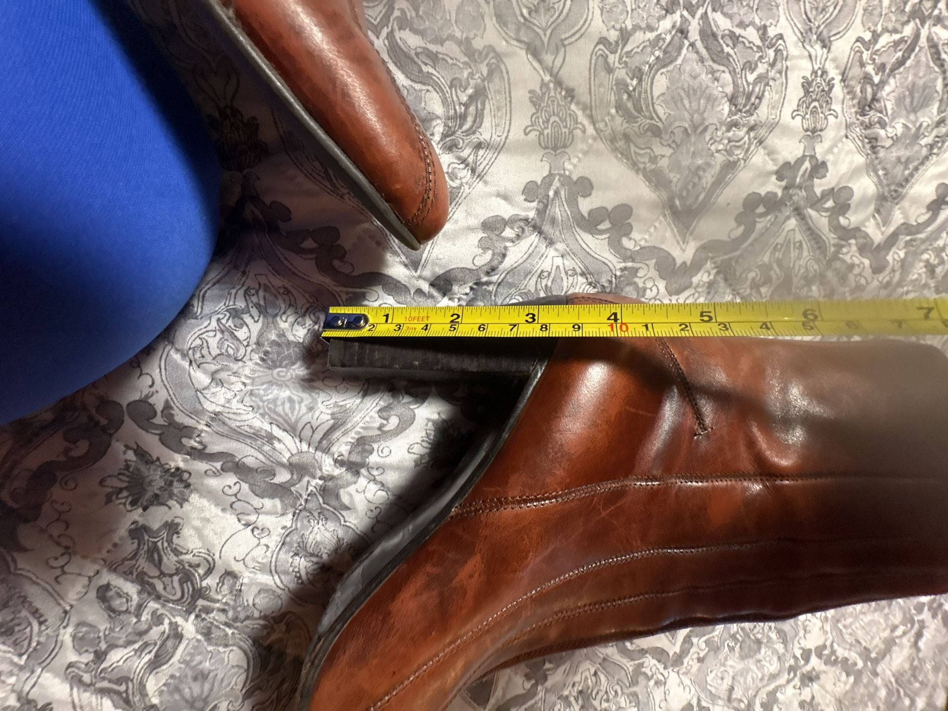 Antonio Melani Heeled Leather Boots Size 8.5M Brown 8