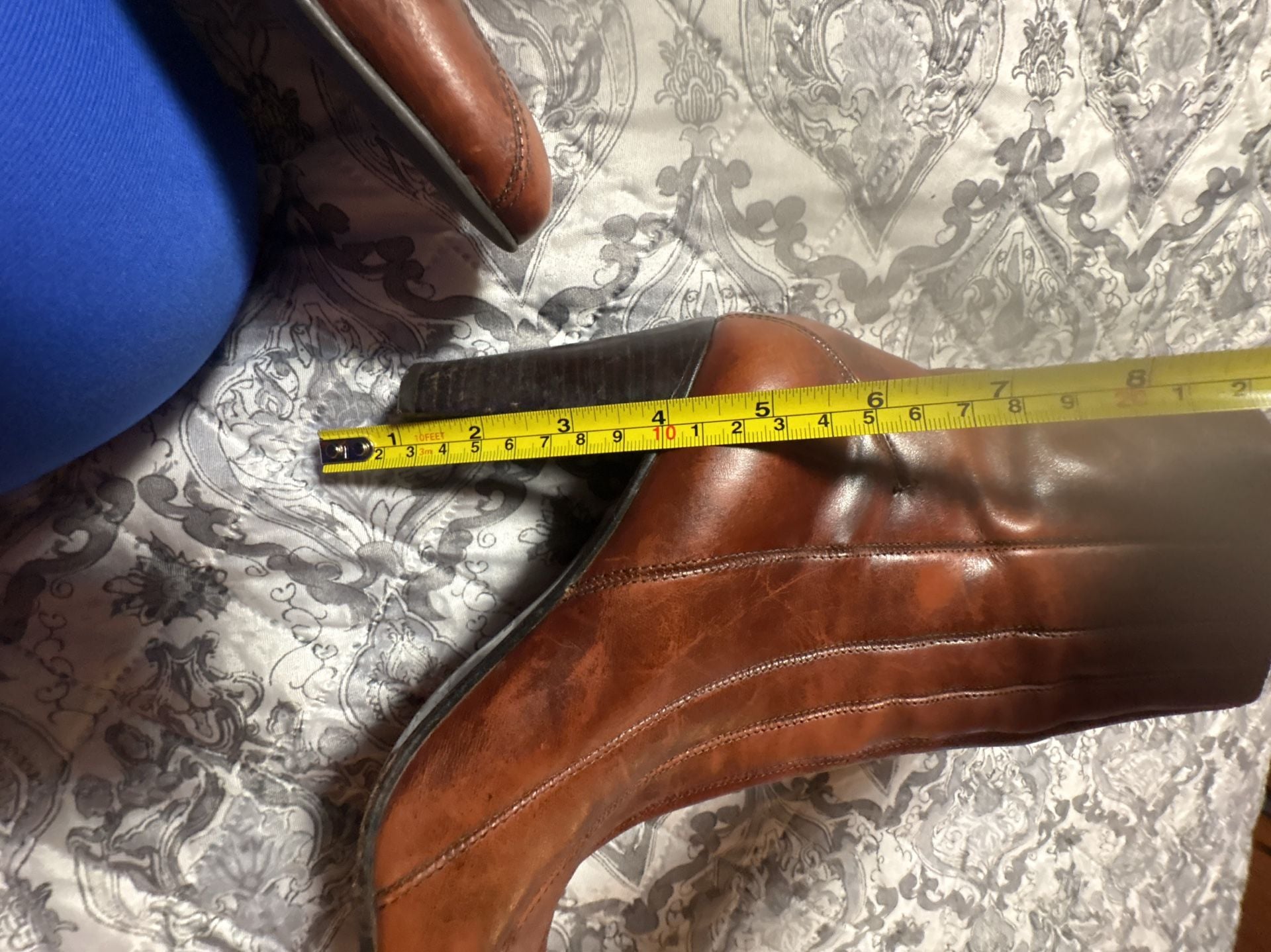Antonio Melani Heeled Leather Boots Size 8.5M Brown 7