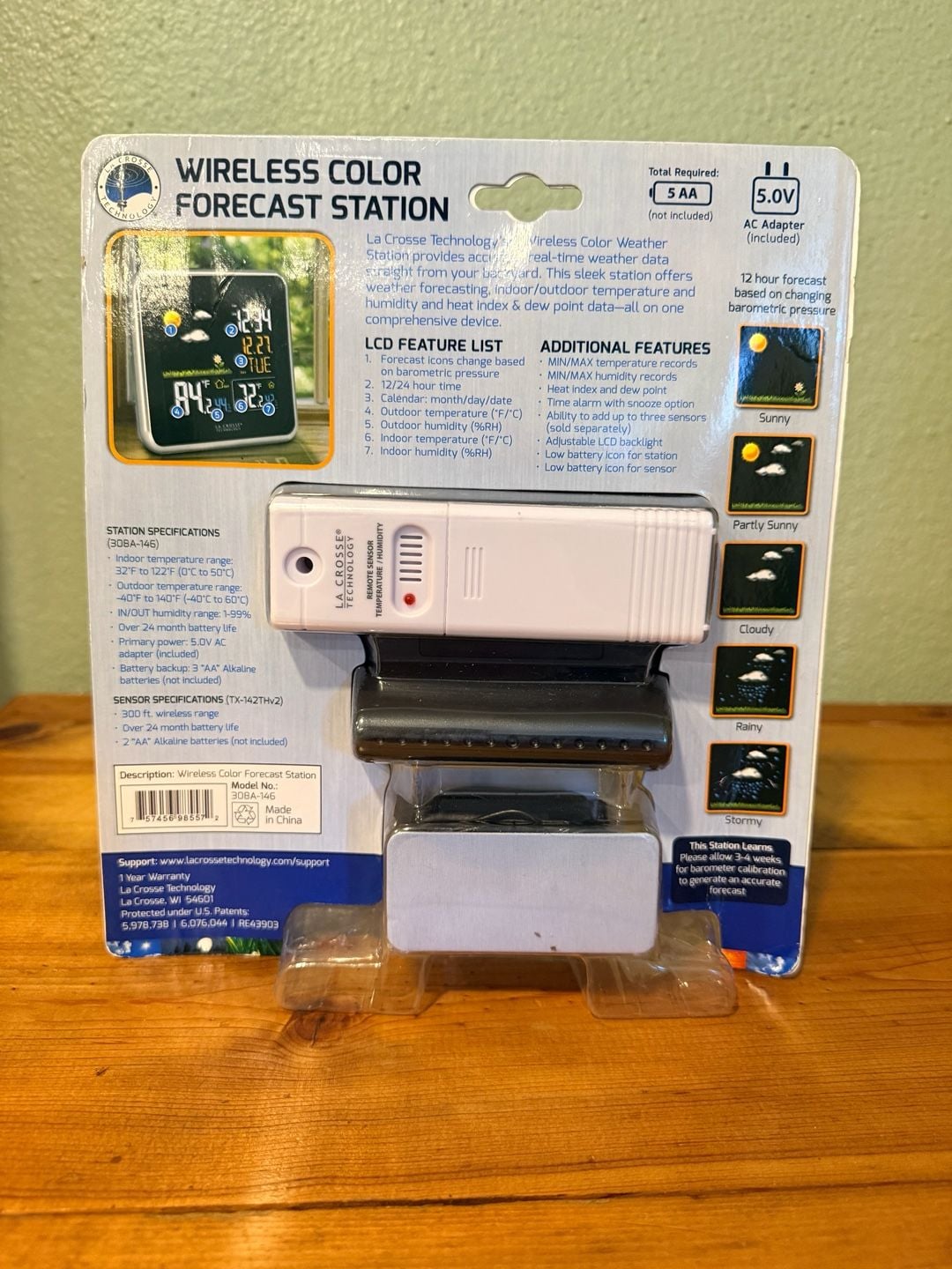 La Crosse Technology Wireless Color Forecast Station 308A-146 New 3