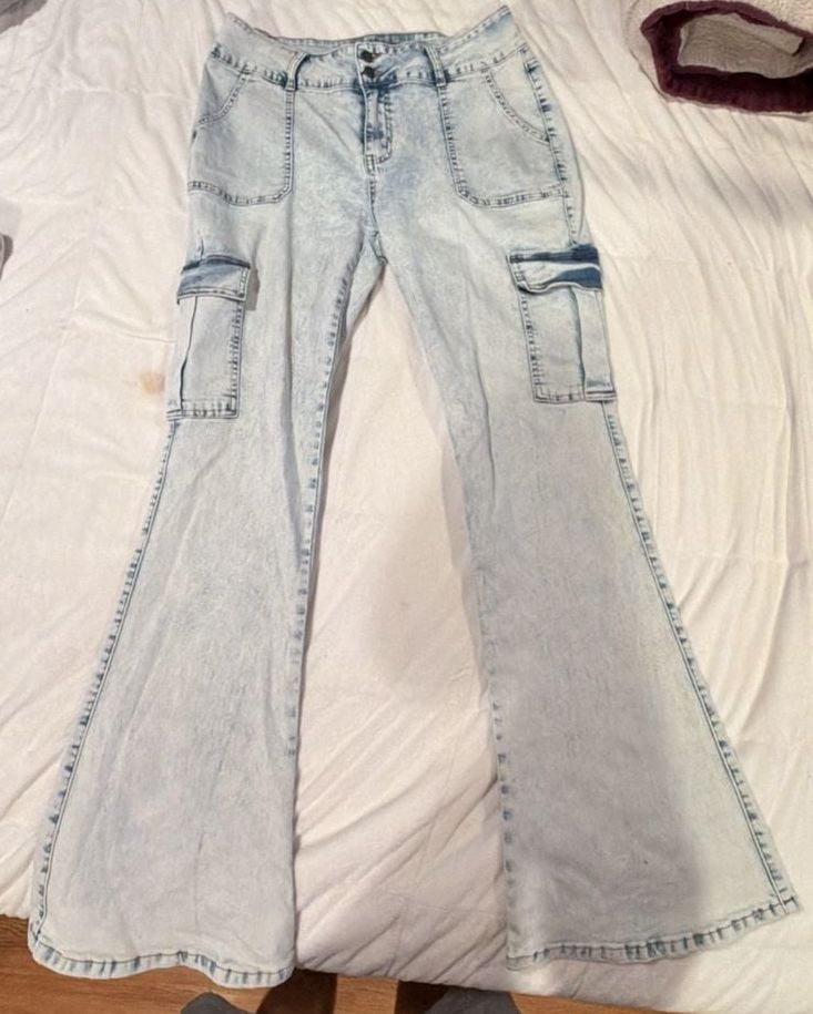 Lamingals Cargo Flare Jeans Size 2XL Light Wash Denim Y2K 2