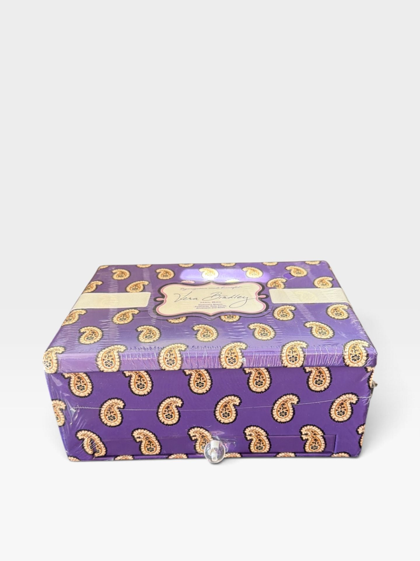 Vera Bradley Sealed Mail Box Storage Box Simply Violet Retired Paisley Pattern 1