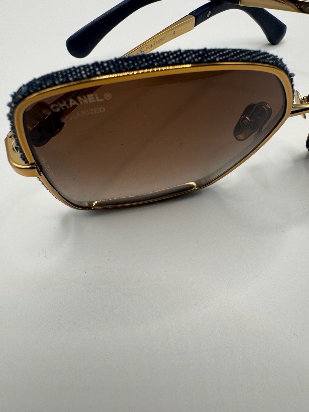 New Authentic CHANEL 4288Q C125/S2 Sunglasses Denim Gold Gradient Polarized 10