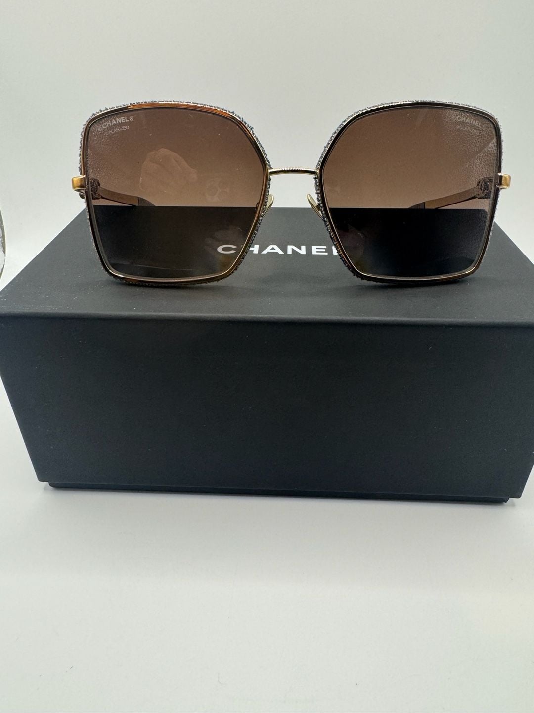 New Authentic CHANEL 4288Q C125/S2 Sunglasses Denim Gold Gradient Polarized 11
