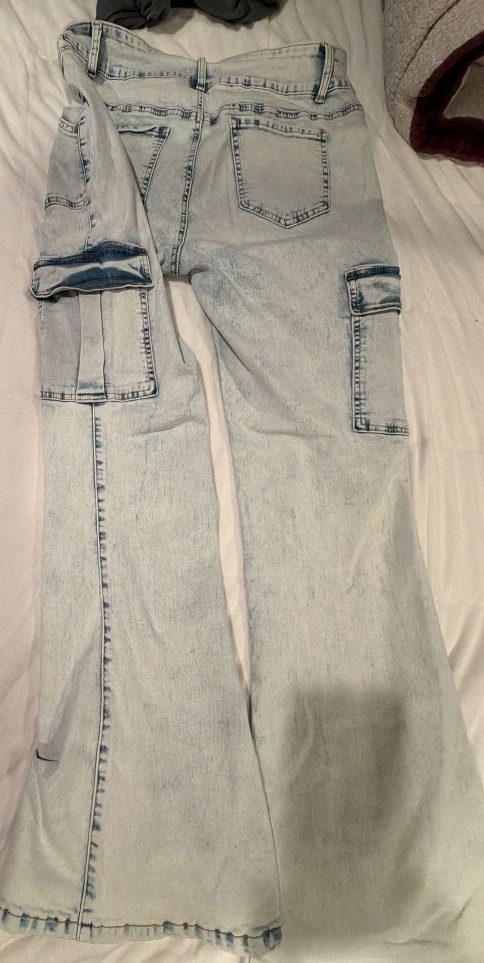 Lamingals Cargo Flare Jeans Size 2XL Light Wash Denim Y2K 8