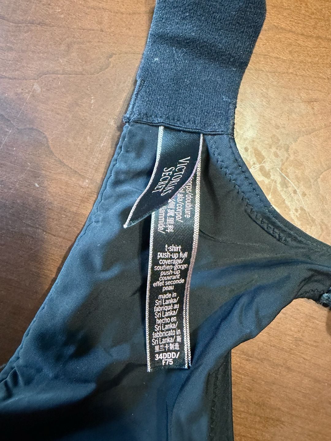Victoria's Secret T-Shirt Push-Up Full Coverage Bra Size 34DDD Black 4