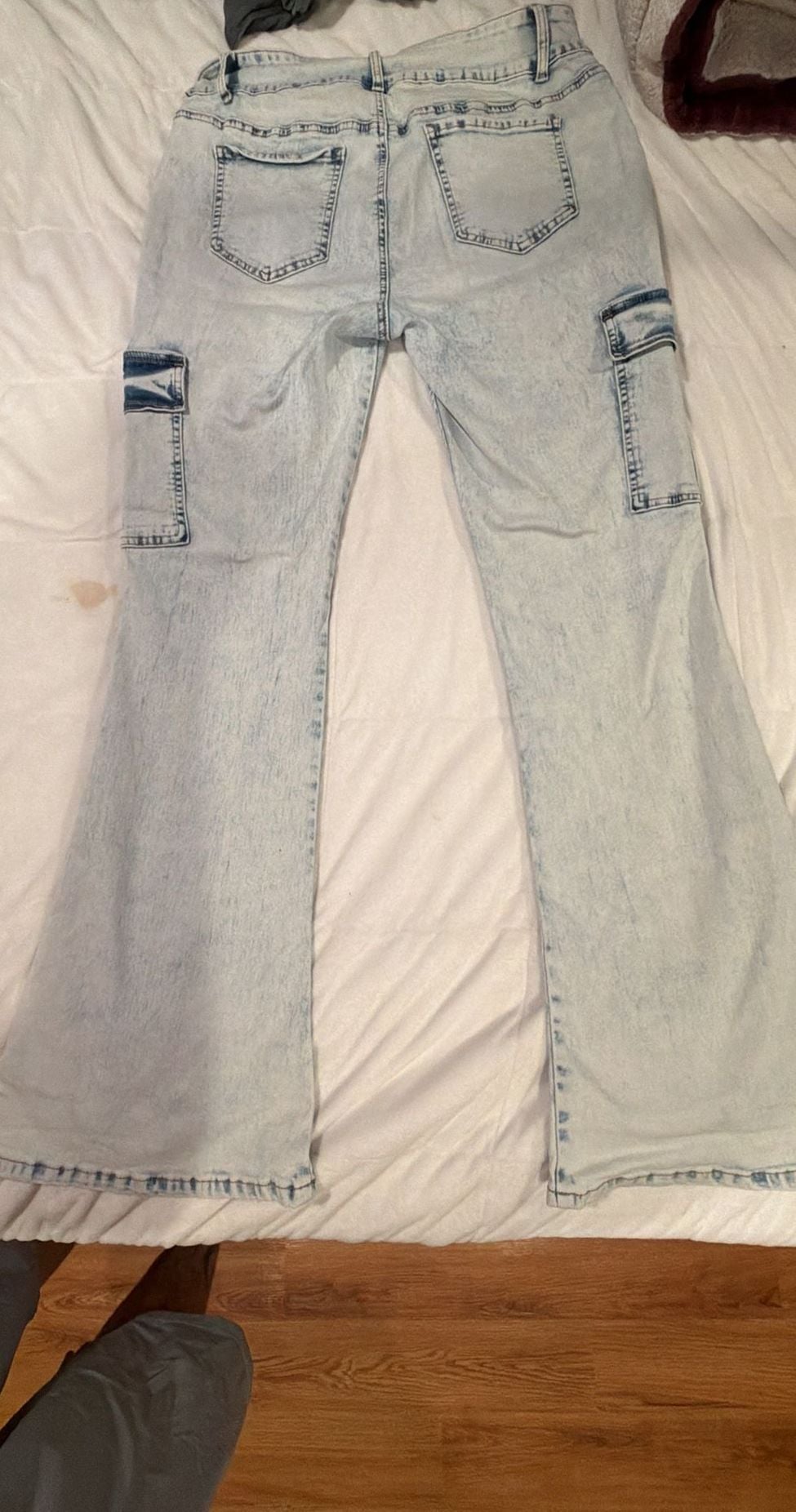 Lamingals Cargo Flare Jeans Size 2XL Light Wash Denim Y2K 6