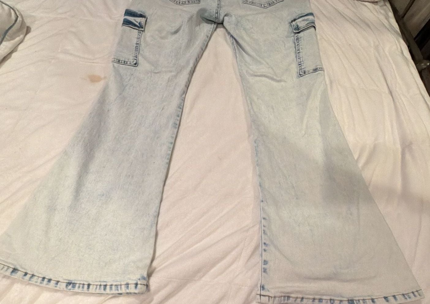 Lamingals Cargo Flare Jeans Size 2XL Light Wash Denim Y2K 7