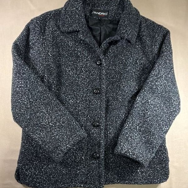 Sandro Sport Jacket Size S Black White Speckled Tweed