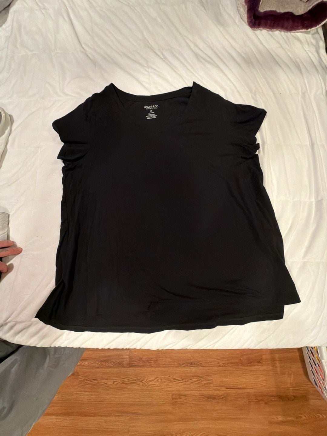 Jones & Co T-Shirt Size 2X Black Flutter Short Sleeve Scoop Neck Top 2