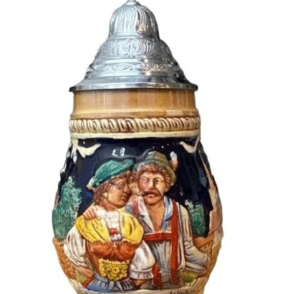Vintage German Lidded Beer Stein