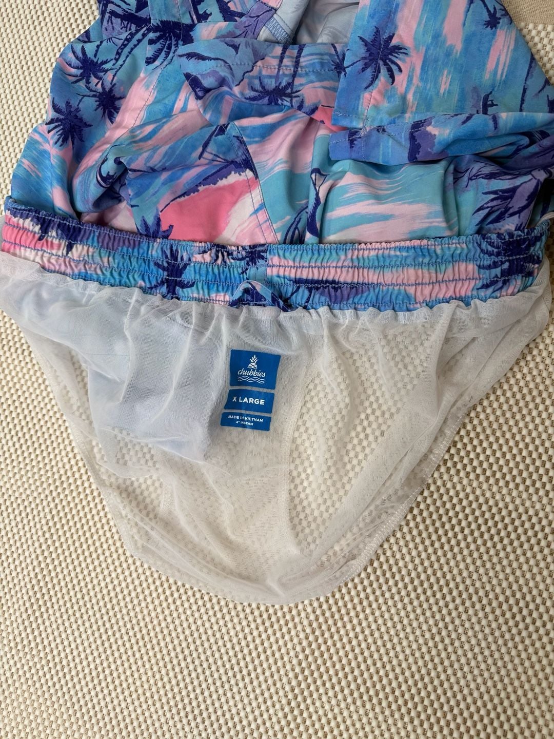 Chubbies Men’s Swim Trunks Size XL Blue Tropical Island Palm Tree 8