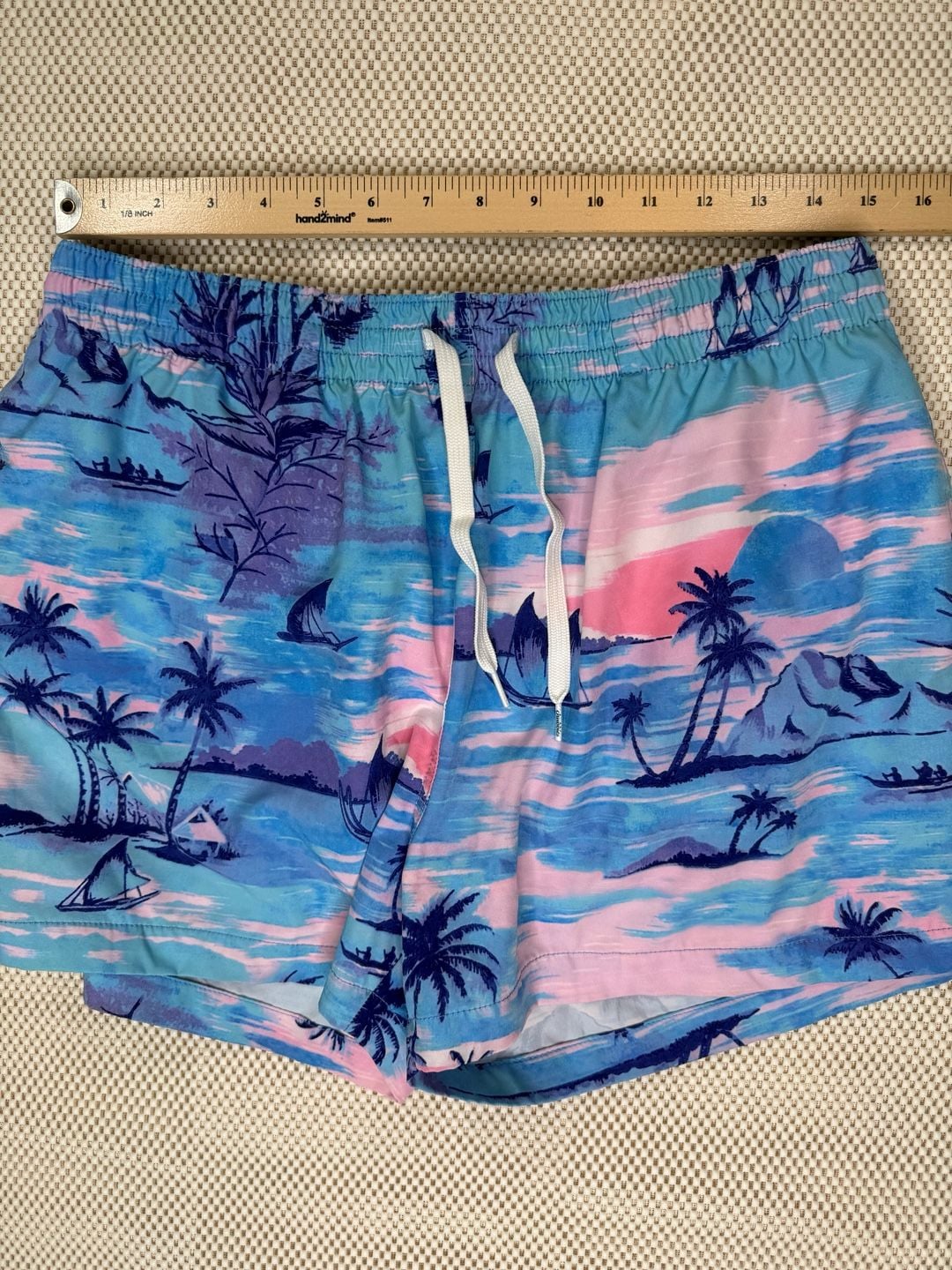Chubbies Men’s Swim Trunks Size XL Blue Tropical Island Palm Tree 9