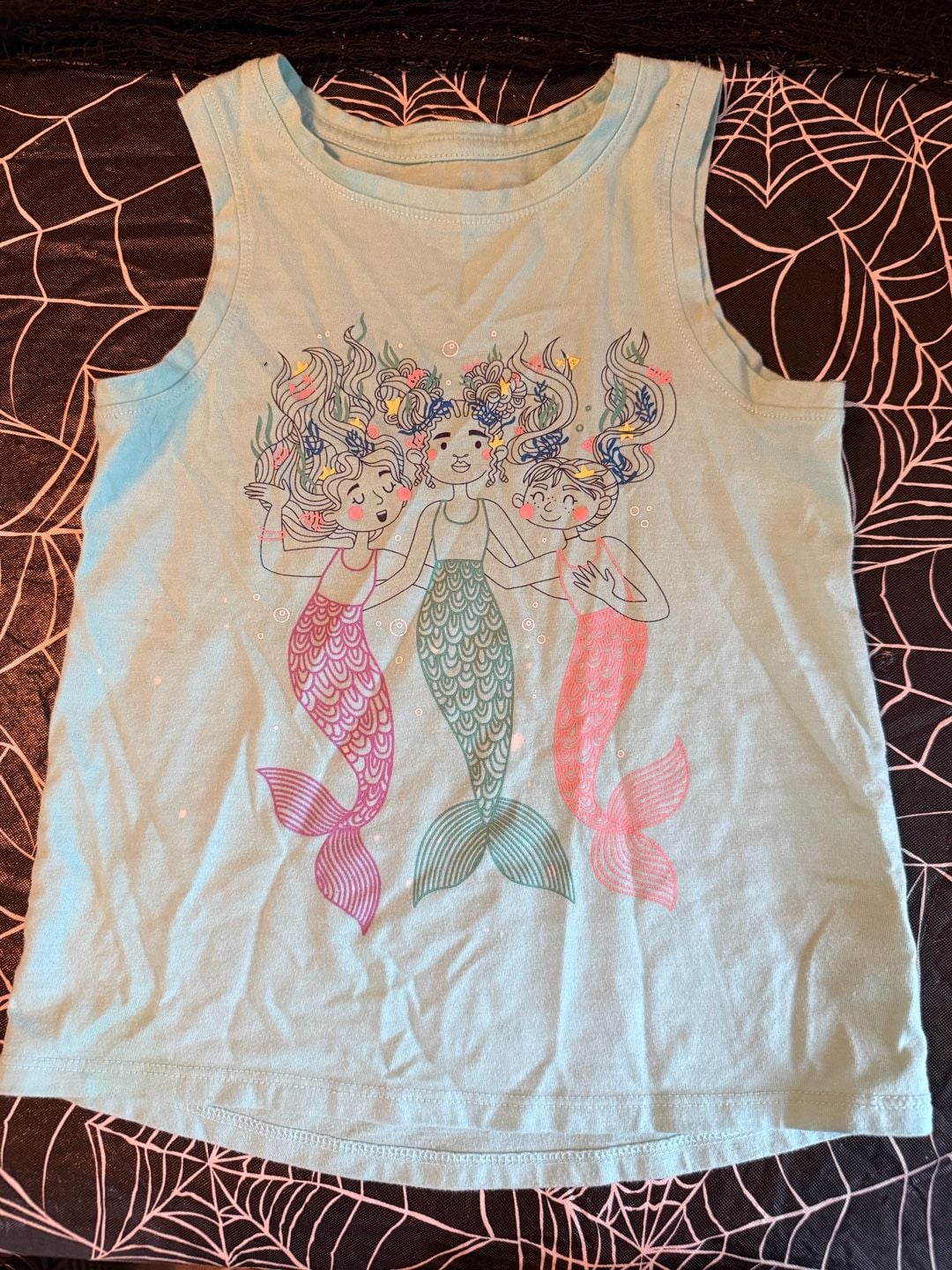 Cat & Jack Mermaid Tank Top Size 5T Light Blue Graphic 2