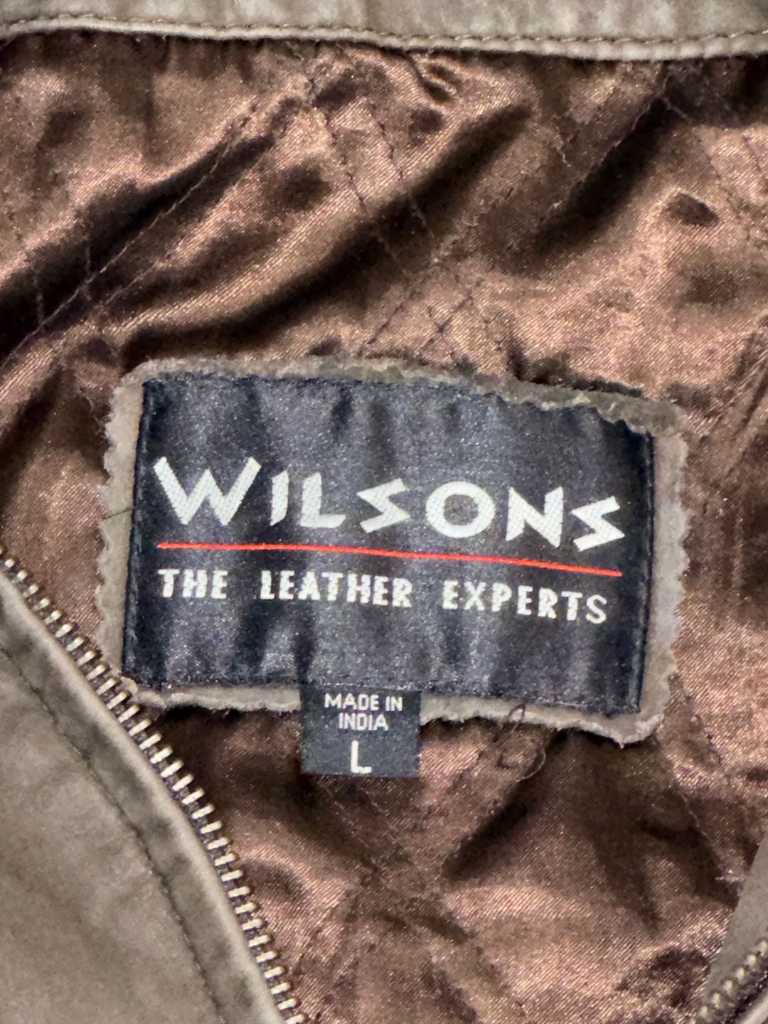 Wilsons Leather Hooded Jacket Size L Brown Suede Leather Quilted 5