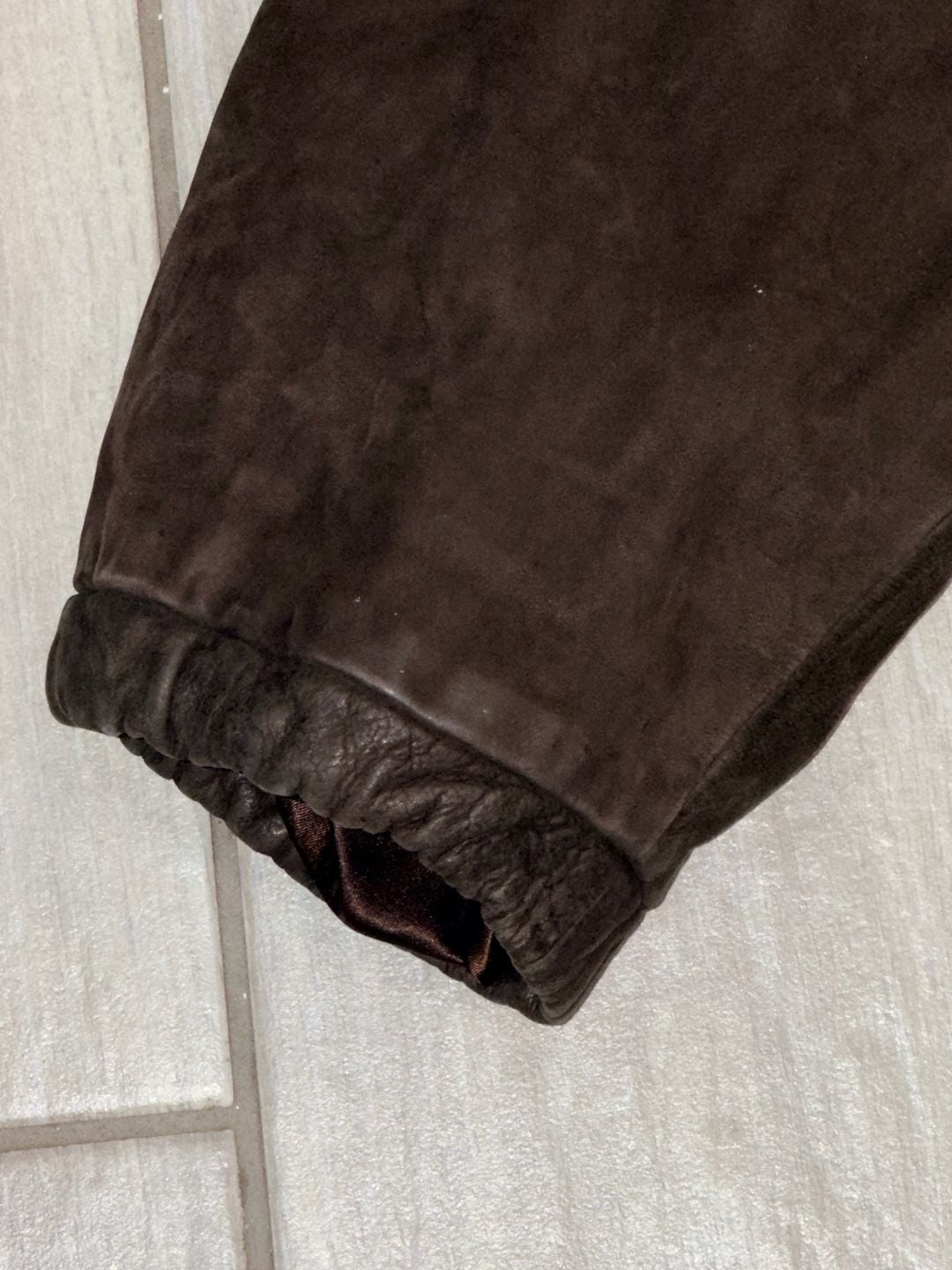 Wilsons Leather Hooded Jacket Size L Brown Suede Leather Quilted 8