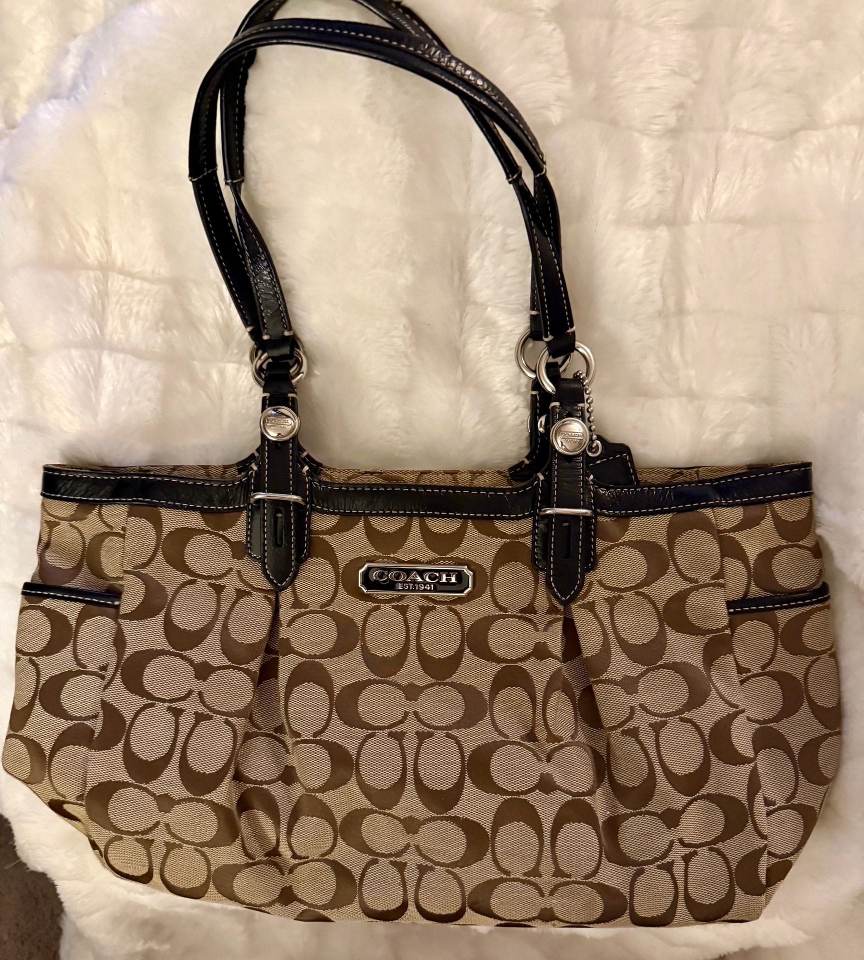 Coach Signature Handbag Purse Brown Canvas 2