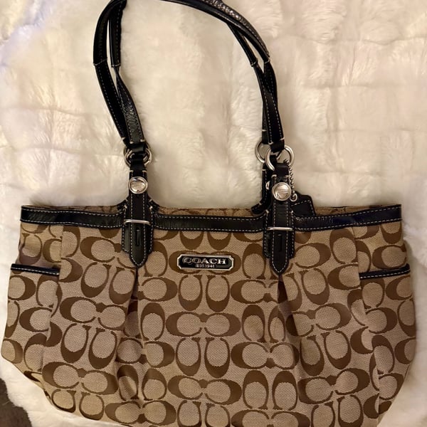 Coach Signature Handbag Purse Brown Canvas