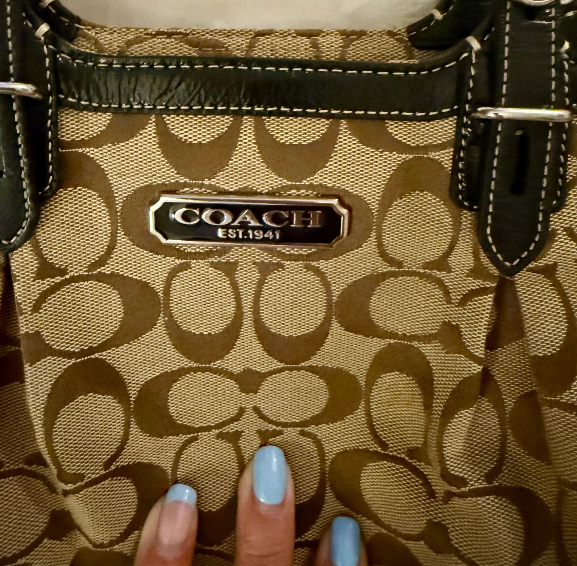 Coach Signature Handbag Purse Brown Canvas 3