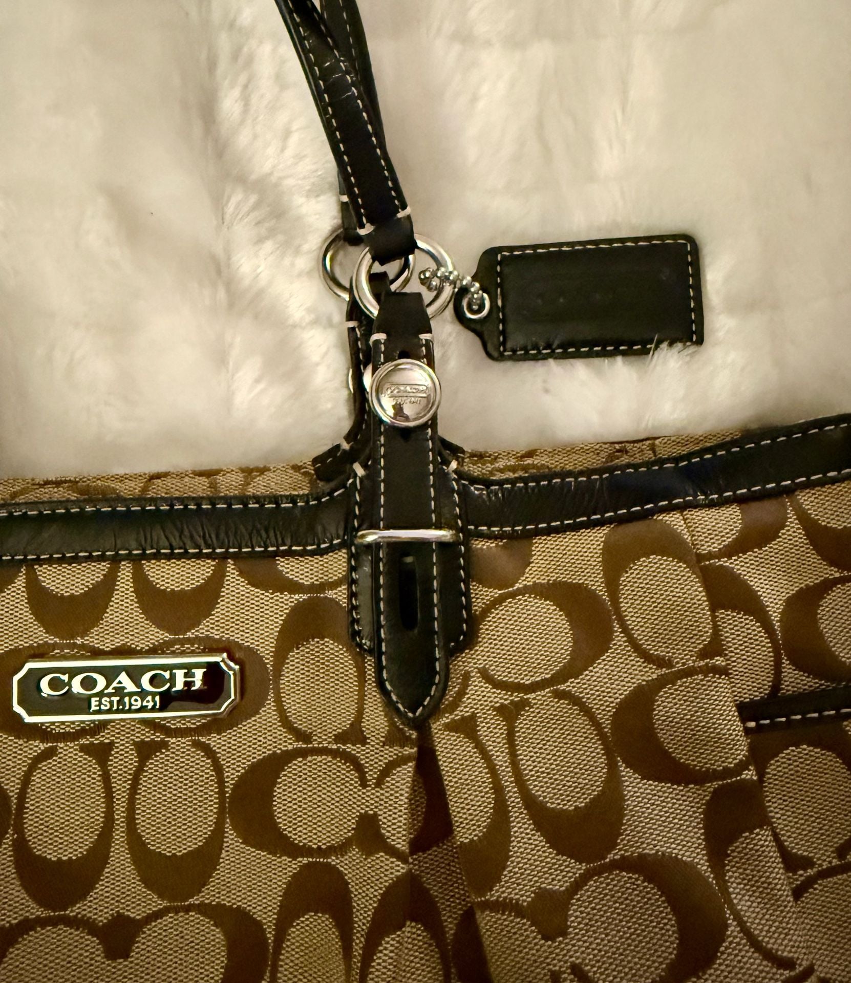 Coach Signature Handbag Purse Brown Canvas 4
