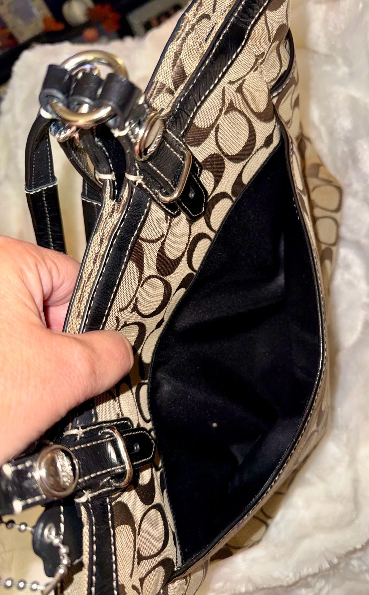 Coach Signature Handbag Purse Brown Canvas 8