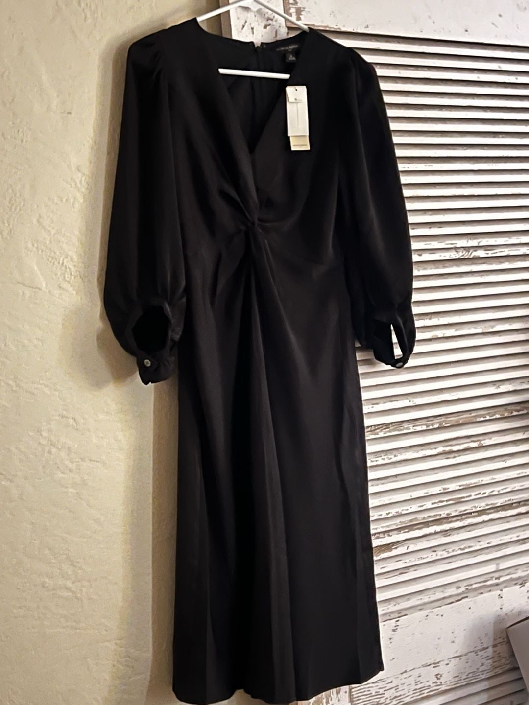NWT: Banana Republic Twist Front Midi Dress Size 4 Petite Black 3