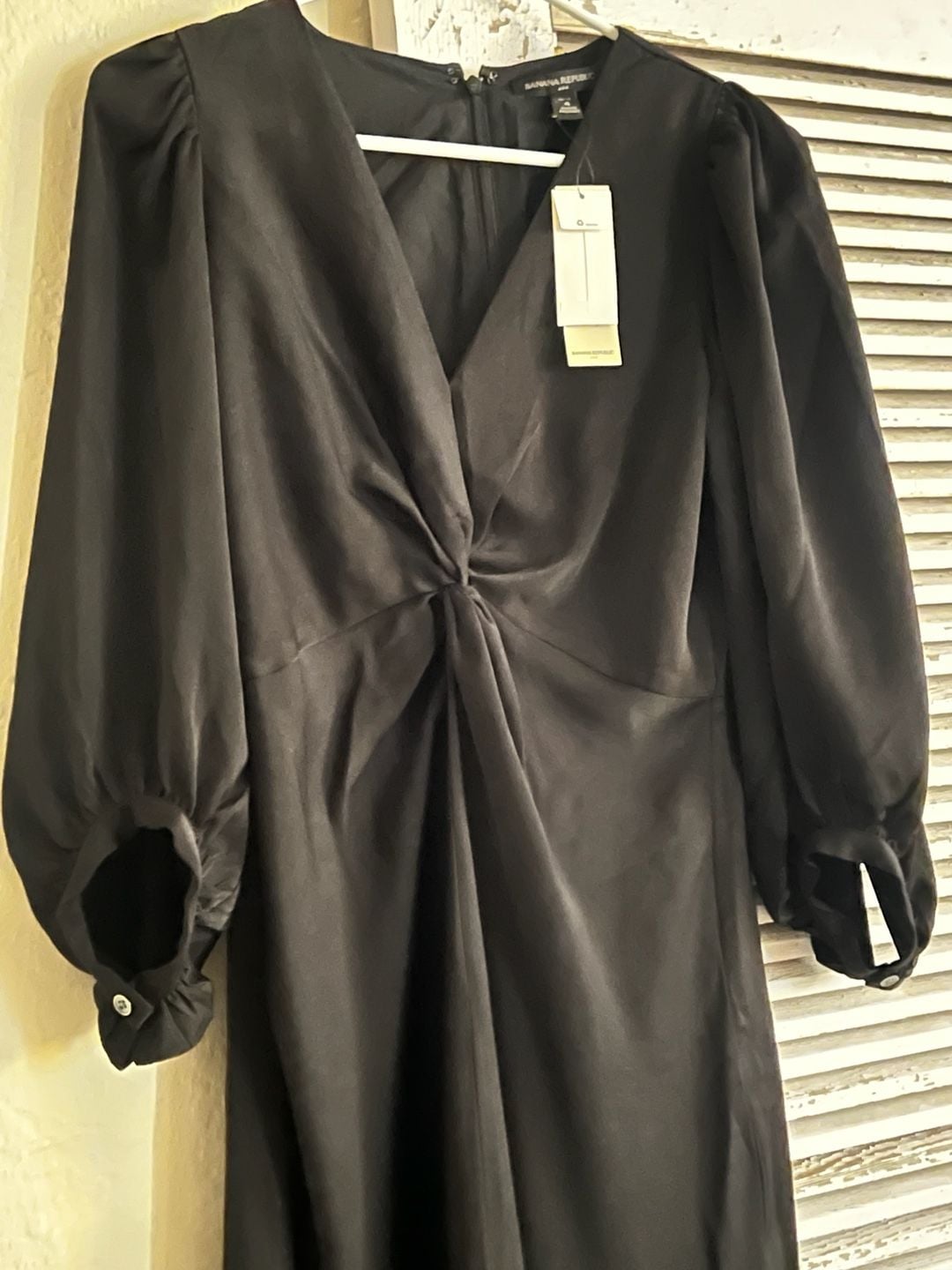 NWT: Banana Republic Twist Front Midi Dress Size 4 Petite Black 4