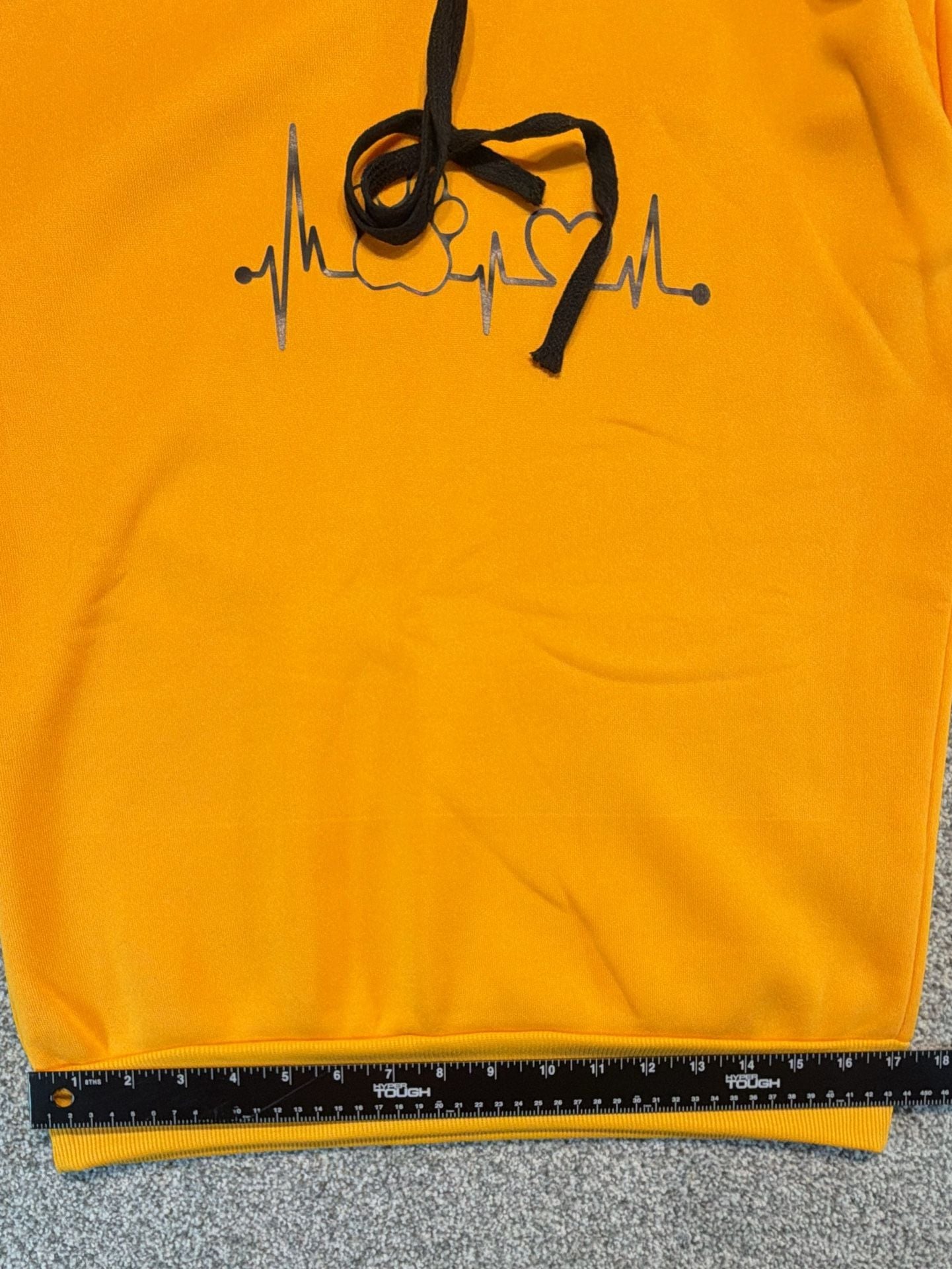 New Heartbeat ECG Paw Print Pullover Hoodie Size M Yellow Unbranded  7