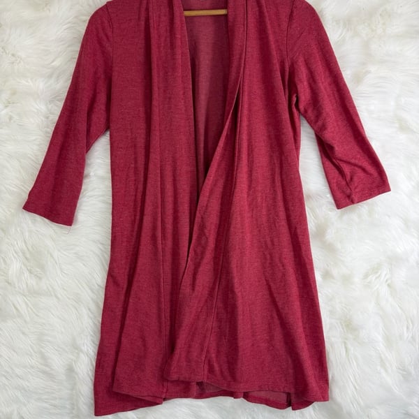 Vintage Shannon Ford Cardigan Size S Red Open Front Draped Knit