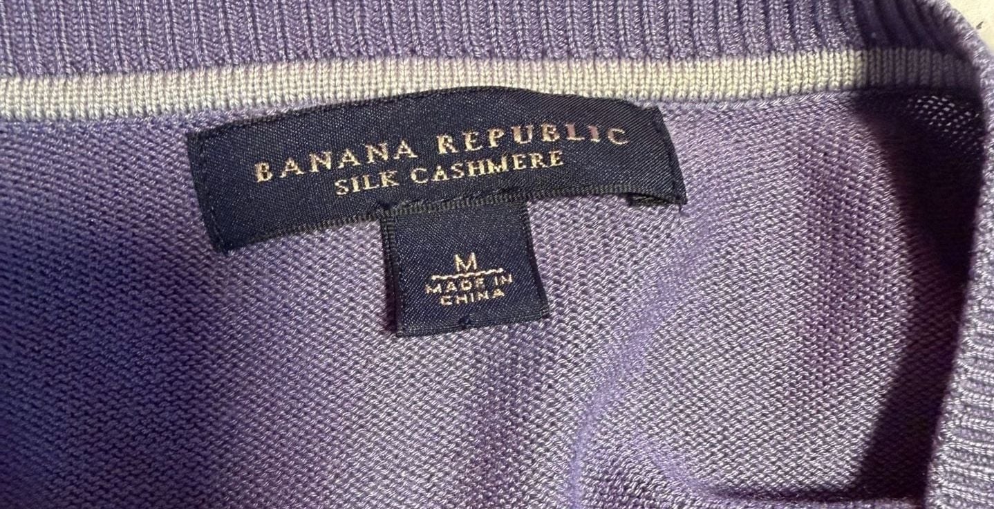 Men's Banana Republic V-Neck Silk Cashmere Sweater Size M Lavender Purple 4