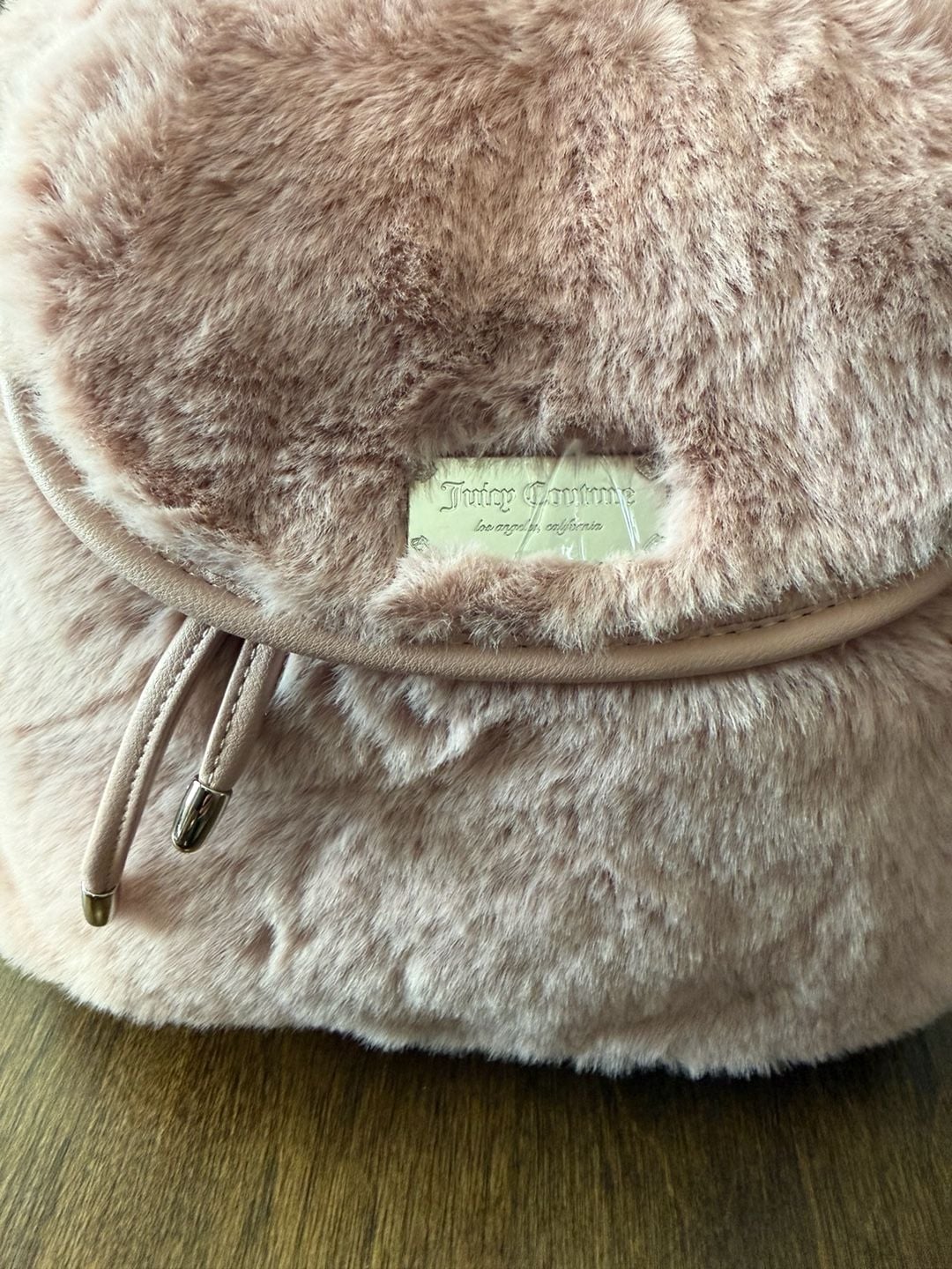 Juicy Couture Faux Fur Pink Fluffy Backpack Purse 7