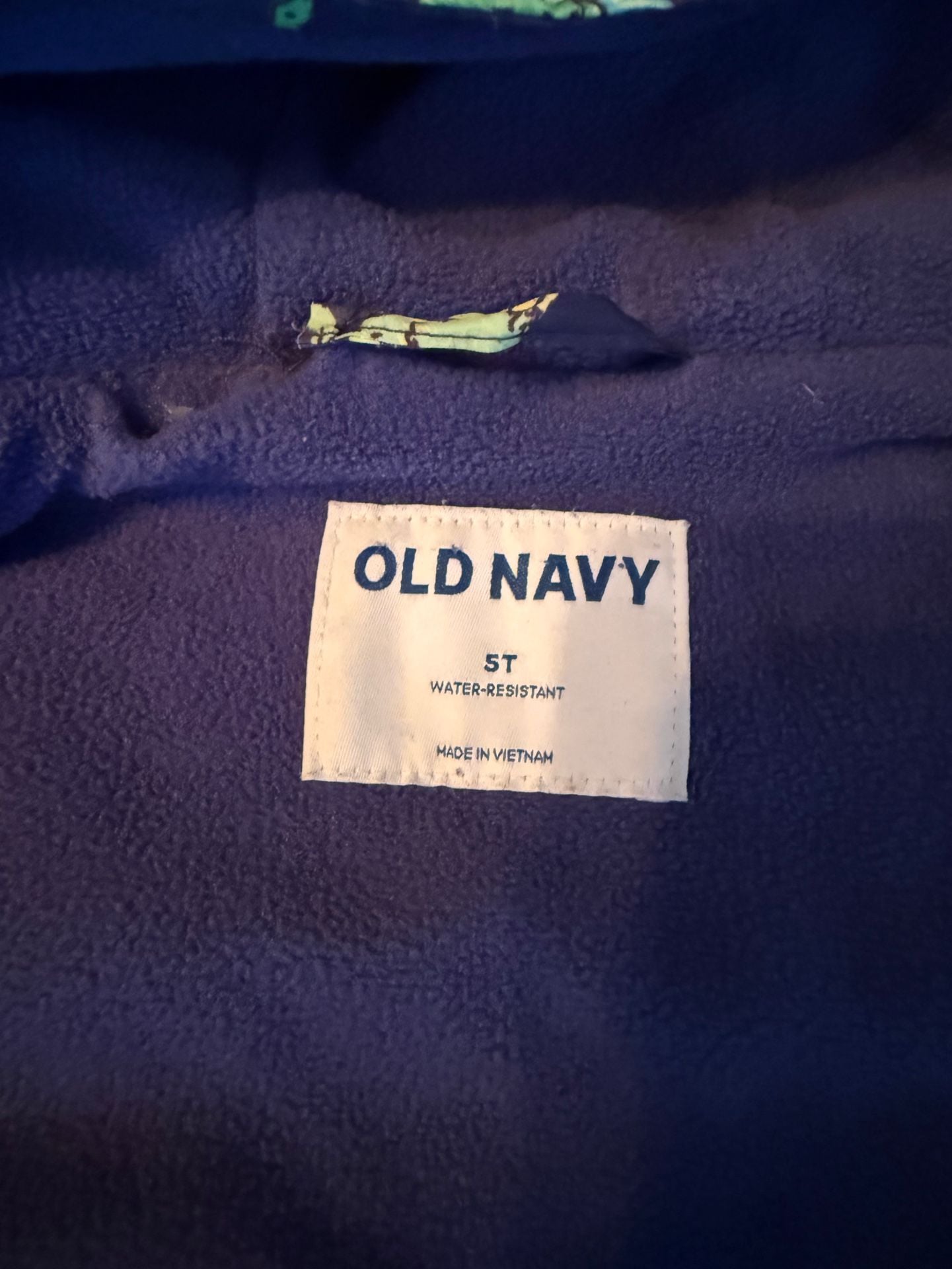 Old Navy Dinosaur Puffer Jacket Size 5T Blue Water-Resistant 3