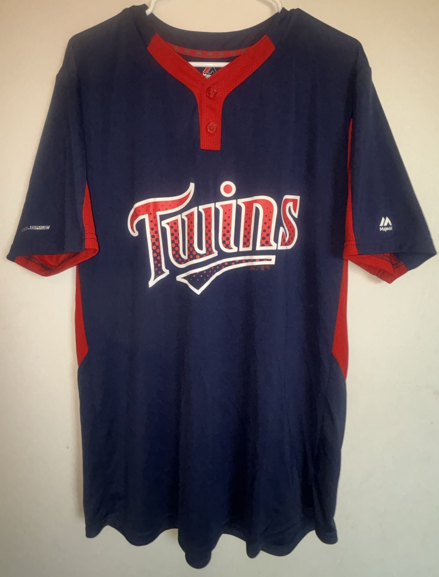 Majestic Minnesota Twins MLB Jersey Size L Blue Red Cool Base 2