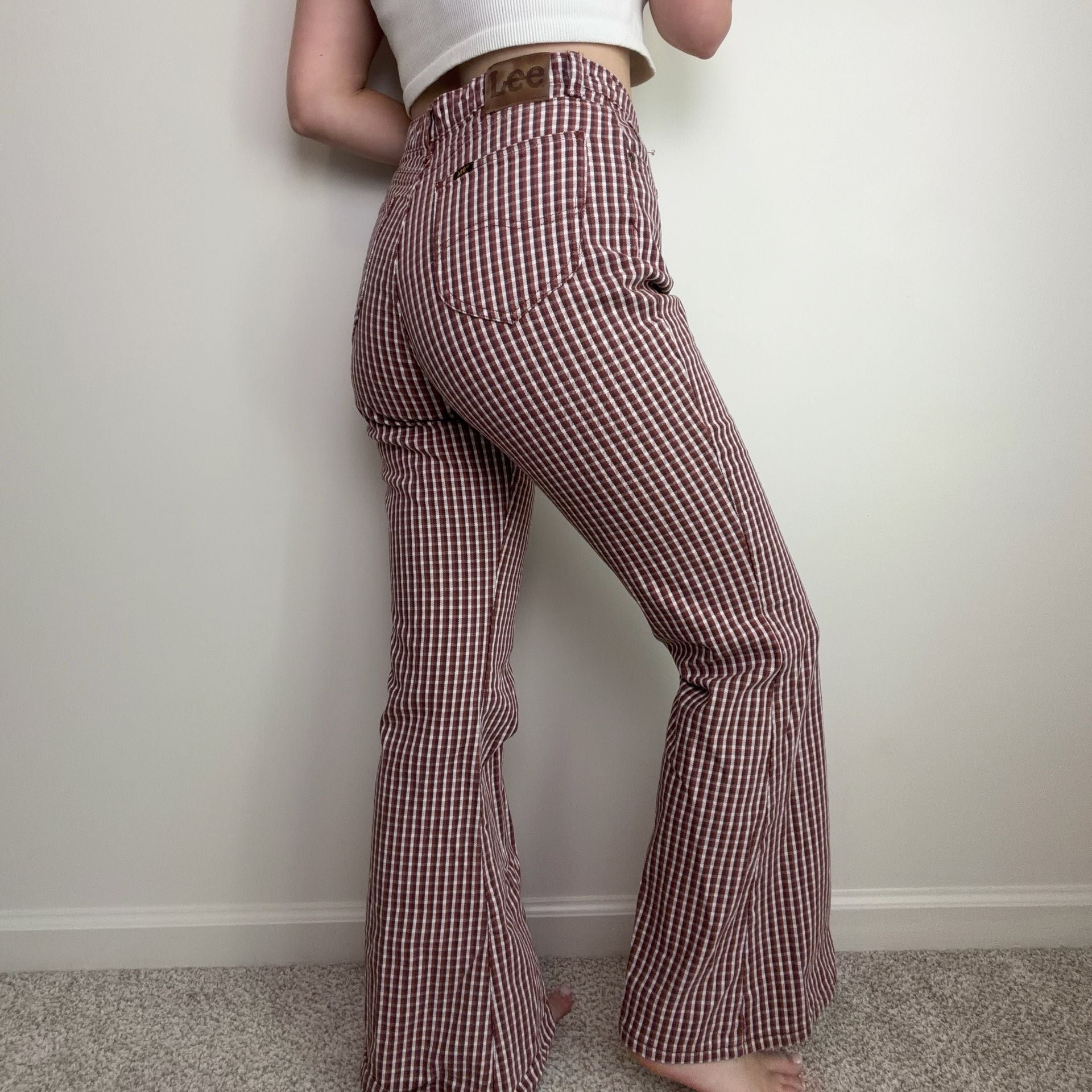 Lee Gingham Plaid Flare Jeans 2