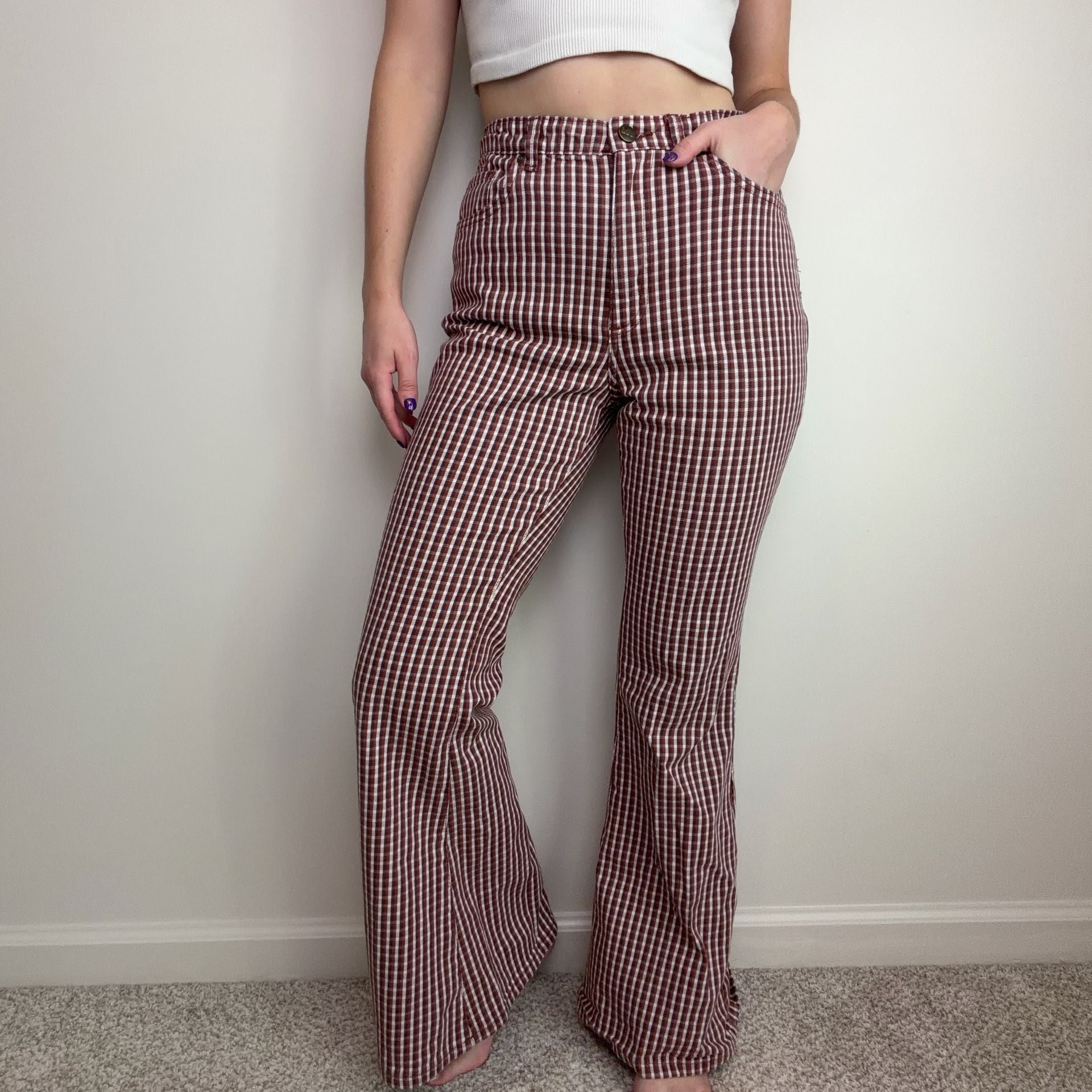 Lee Gingham Plaid Flare Jeans 3