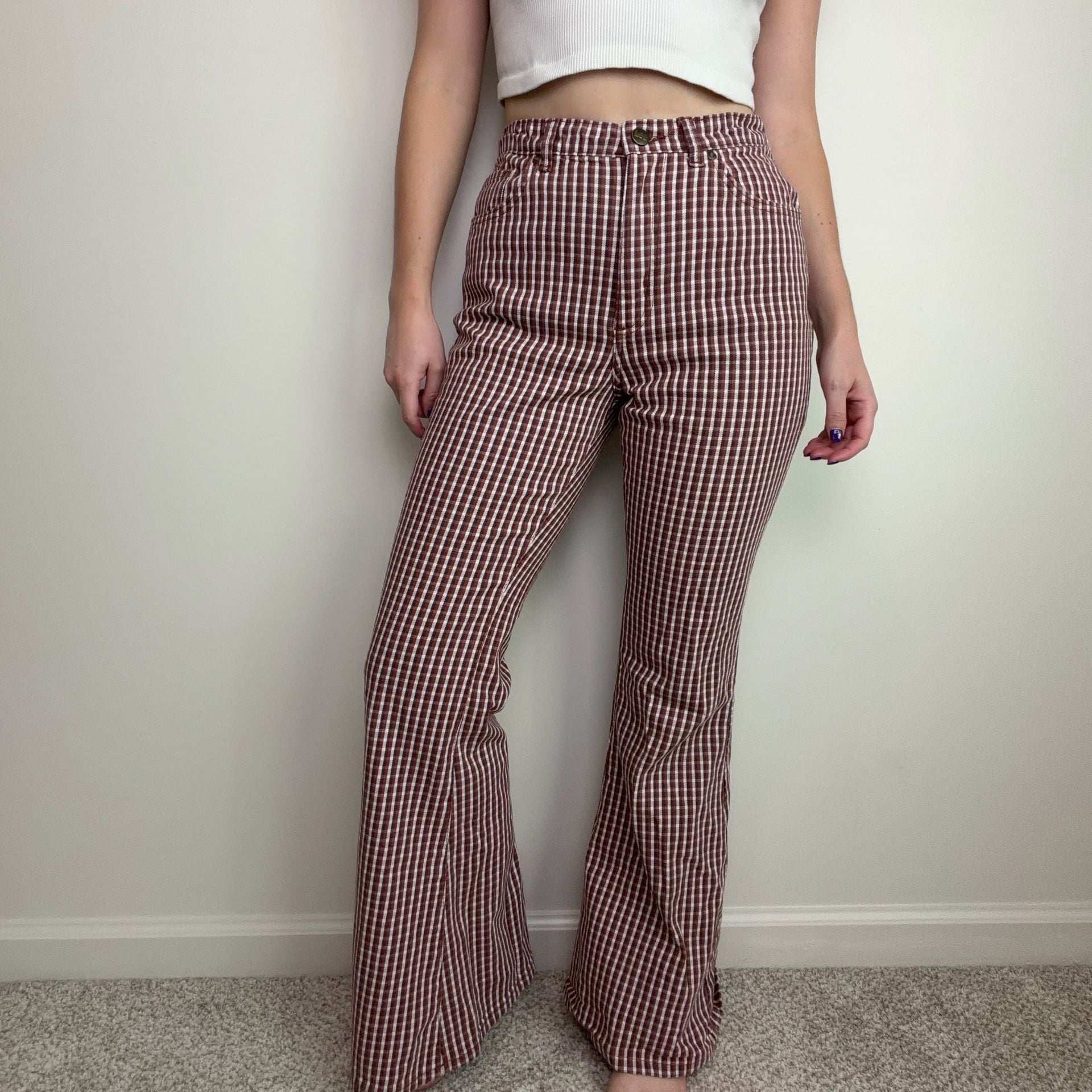 Lee Gingham Plaid Flare Jeans 4