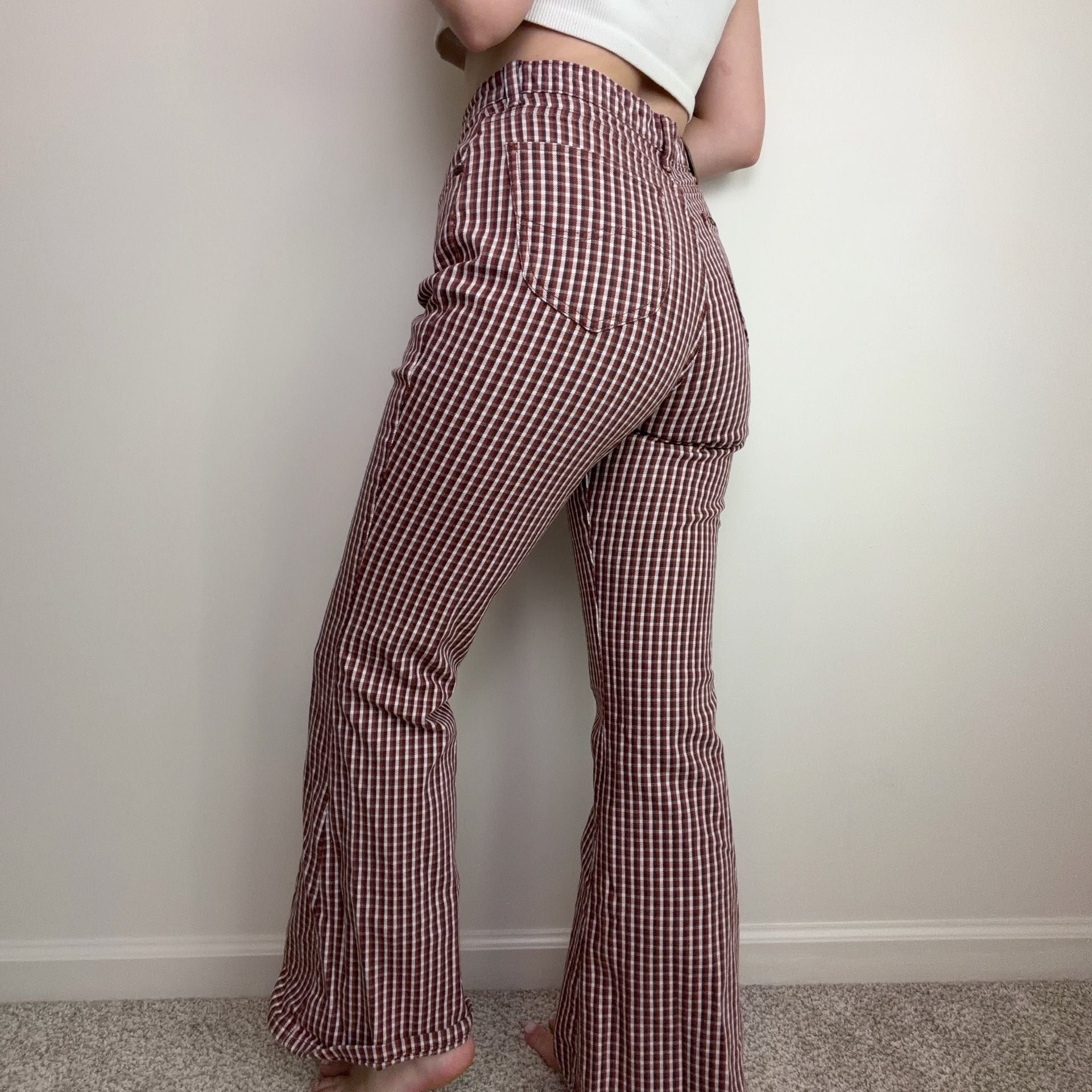 Lee Gingham Plaid Flare Jeans 5
