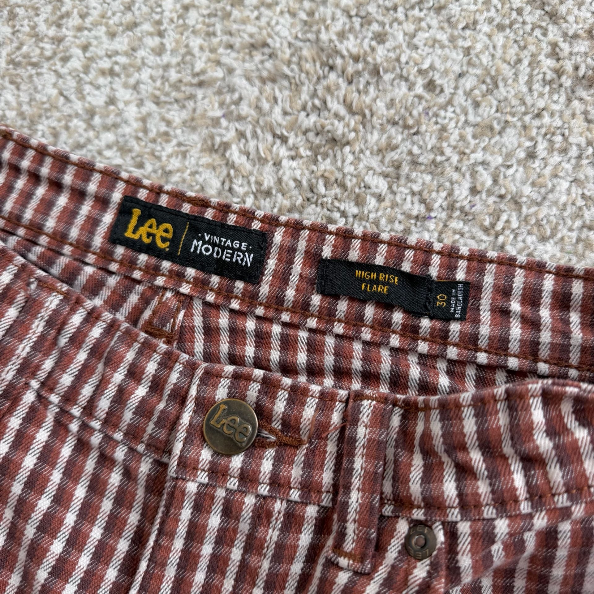 Lee Gingham Plaid Flare Jeans 7